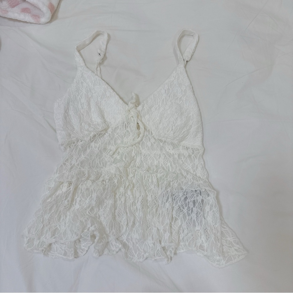 Hollister White Lace Camisole Top